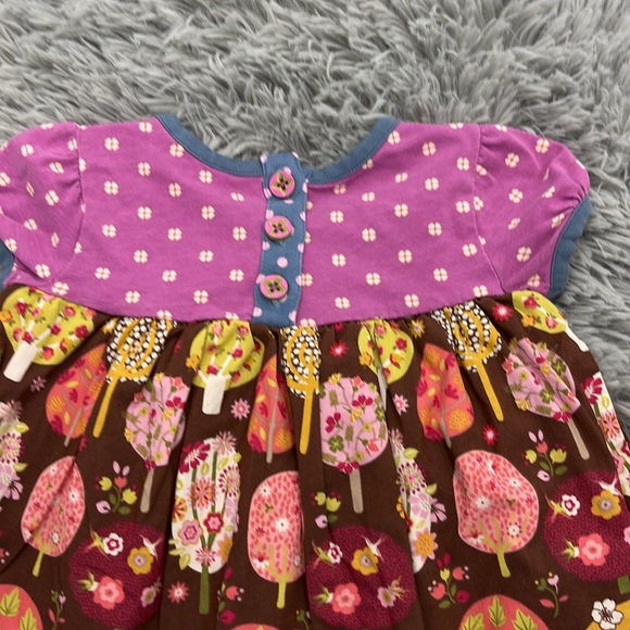 Matilda Jane Purple & Brown Floral Short Sleeves Dress Ruffle Neckline 12-18M - Picture 15 of 16